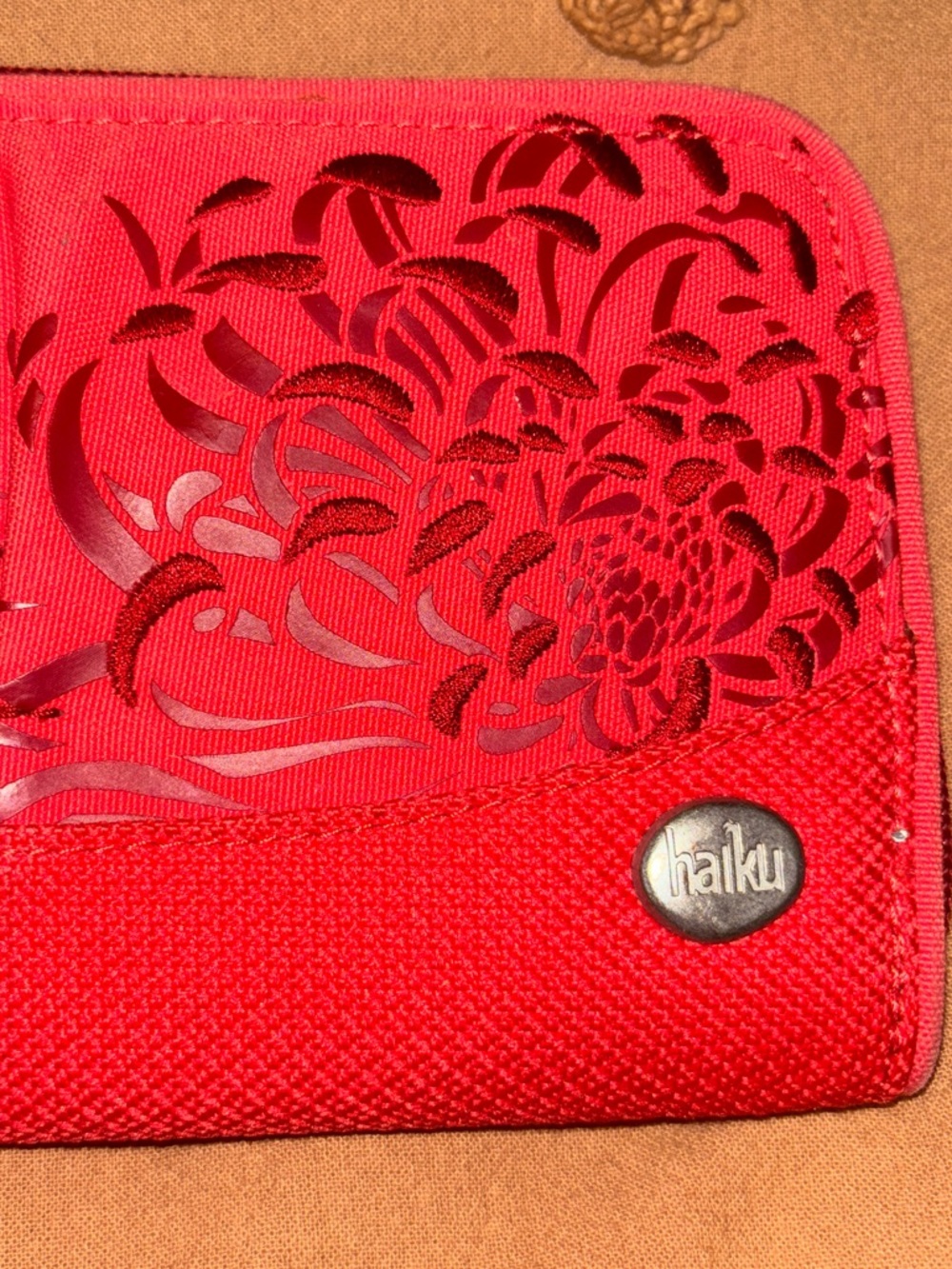 Haiku Bright Red Floral Cutout Women's Wallet